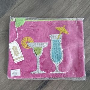 NWT Mud Pie Pink Cocktails Cheers Sequin Clutch